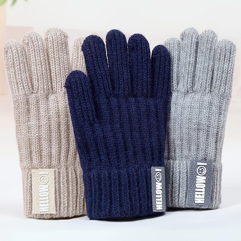 1 Pair ' Winter Gloves Thermal Plush Knit Fingerless Gloves with Flip-Top Wrist Closure - Cold-Proof Hand Warmers for Boys & Girls 4-8 Years,1 Skiing, Play (Multi-Color Options: Beige, Grey, Navy, Black), Winter Onesie, Childrens Winter Hat, Snow Play, Gi