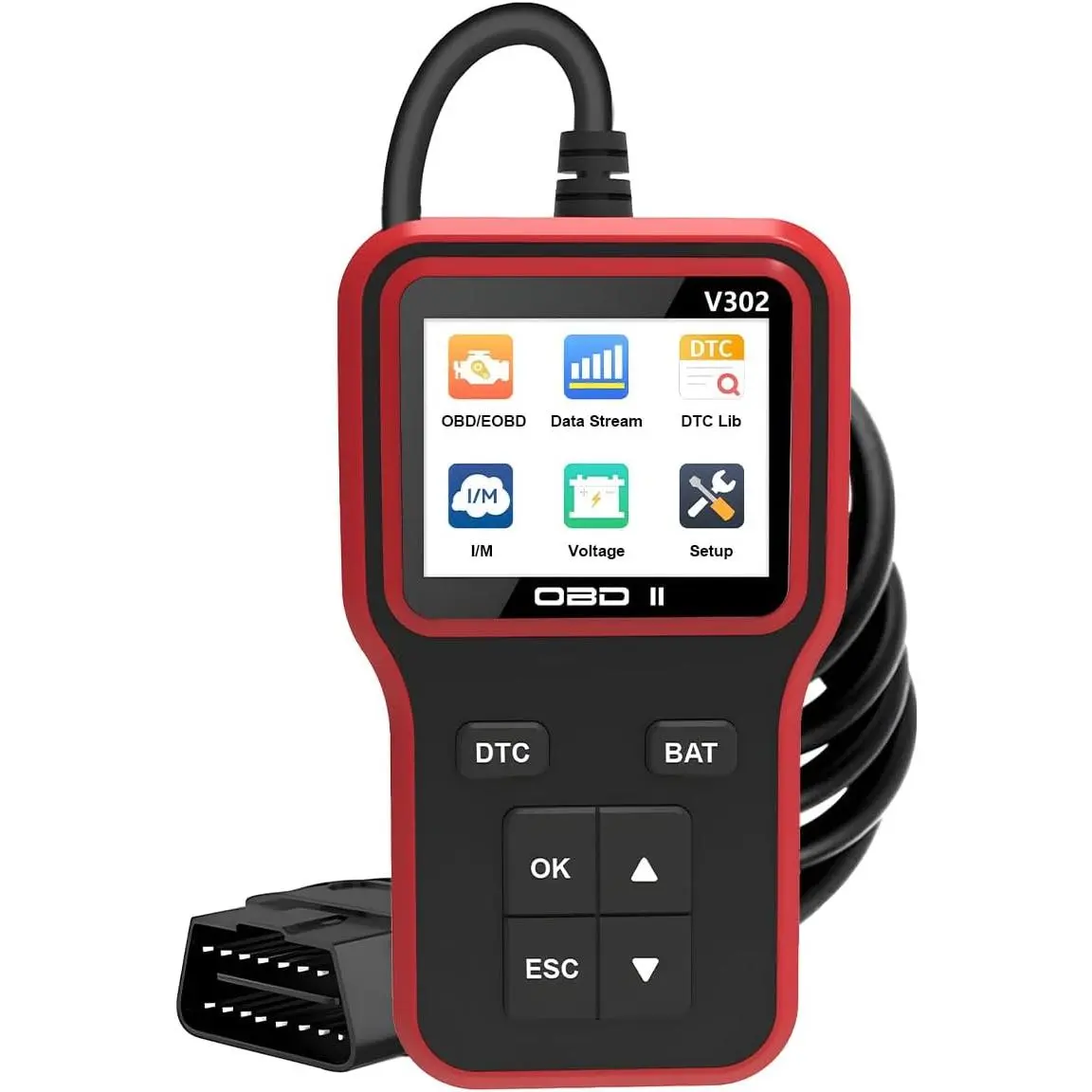 OBD2 Scanner - Compact 2.8” Colour LCD ABS Plastic Code Reader, Engine Fault Code Reading/Clearing Tool, Real-Time Diagnostic Scan Tool for SUVs & Automobiles