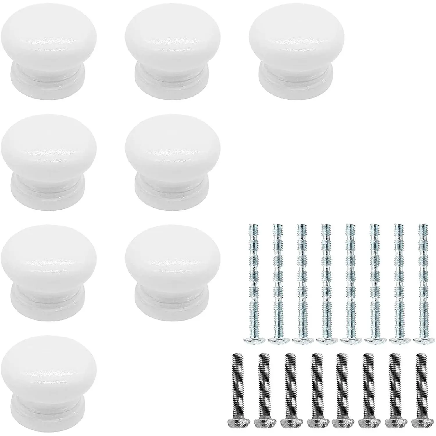 8 count White Round  Drawer Knobs, 15/16 Inch (24mm) Mushroom Shaped Wooden Cabinet Furniture Knobs Pulls Handles for  Office Wardrobe Dresser Cupboard