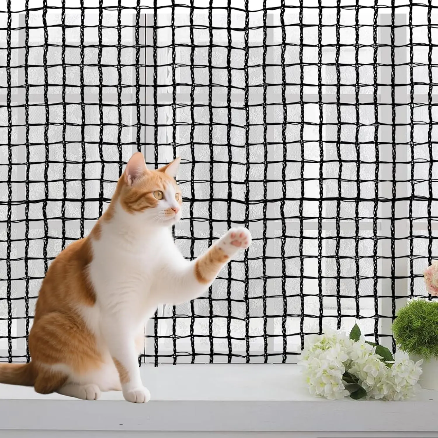 10X13FT Cat Netting Balcony Protection Cat Barrier Balcony Safety Mesh Screen for Pets Catio for Apartment Balcony Window Stairs
