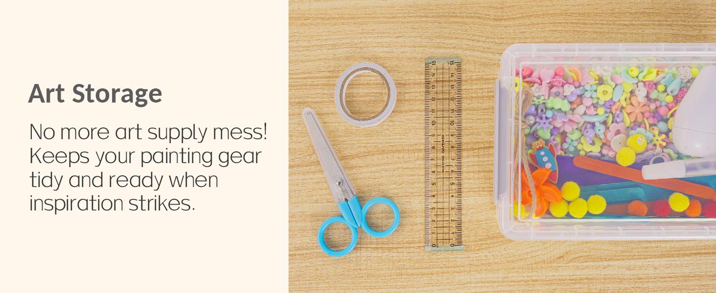 6 Pack Extra Large Plastic Pencil Box, Crayon Box, Marker Organizer with Lid-Stackable Storage Containers for Craft, Pen, Art Supplies, Grey