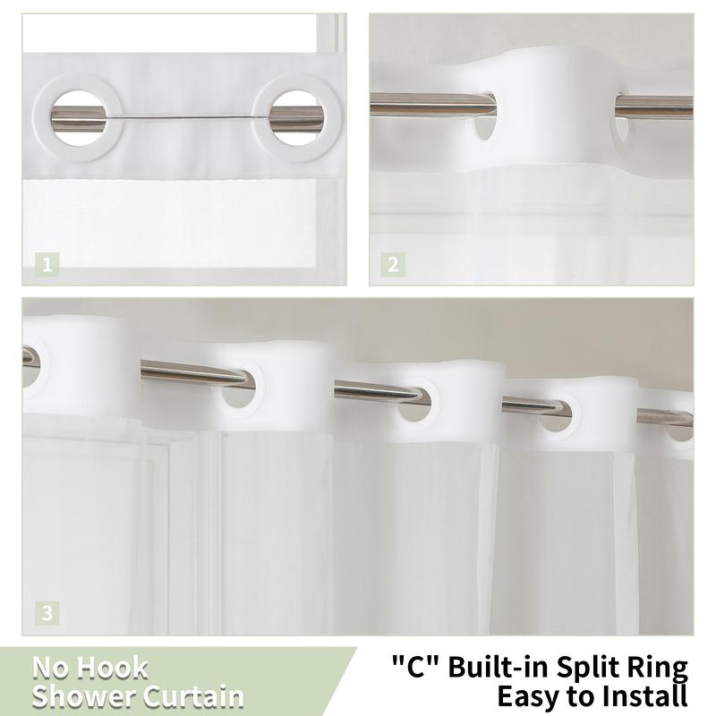 Watercolor plant double-layer shower curtain, waterproof, no hook design for easy installation, country-style bathroom accessory, suitable for hotels, dormitories and home decoration, 72x75in