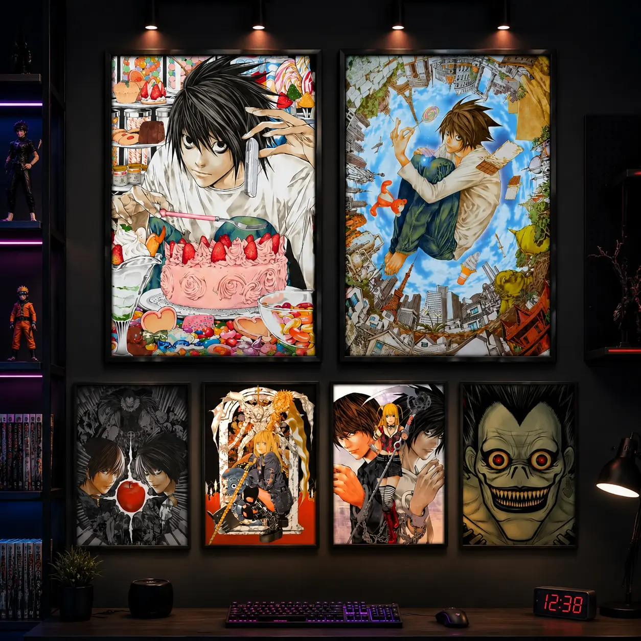 Death Note Anime Canvas Poster, Dark Japanese Manga Wall Art Print, Vintage Gothic Room Decor for Bedroom Dorm Living Room Bar, Anime Fan Boyfriend Gift