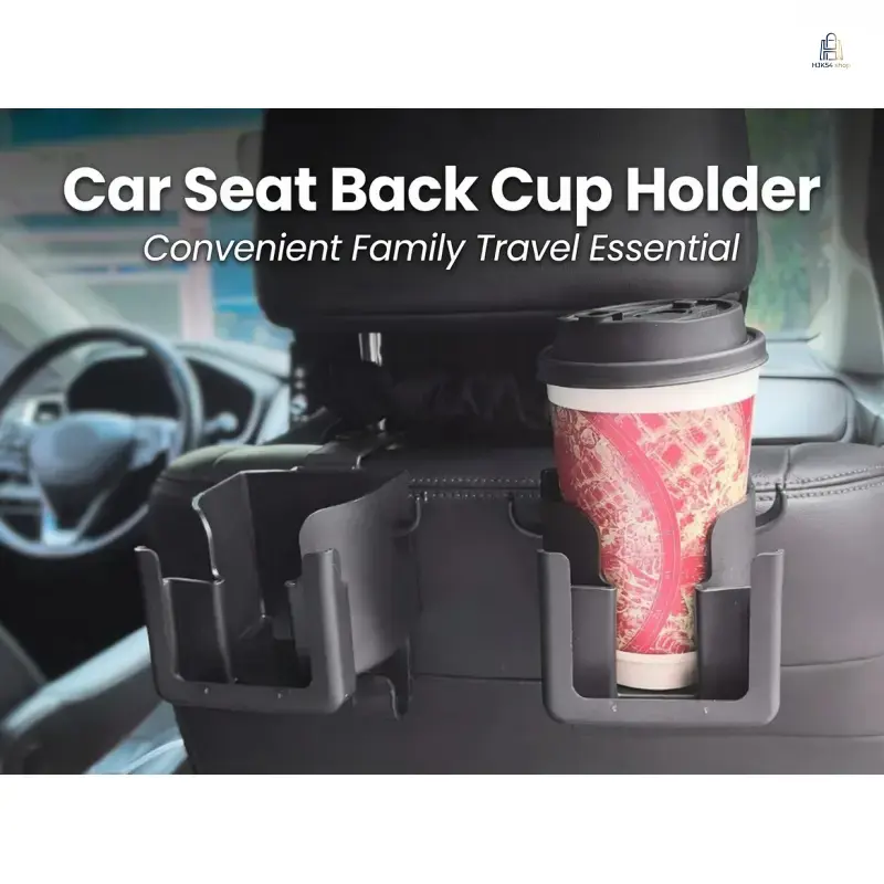 2 Pack Car Seat Back Organizer, Viral Multi-Purpose Cup Holder & Hook Combo, Adjustable Backseat Storage Caddy with Bottle Holder, Phone Mount & Hanging Hooks, Universal Fit Auto Accessory for Water Bottle, Trash Bag, Glasses & Rear Seat Tidying