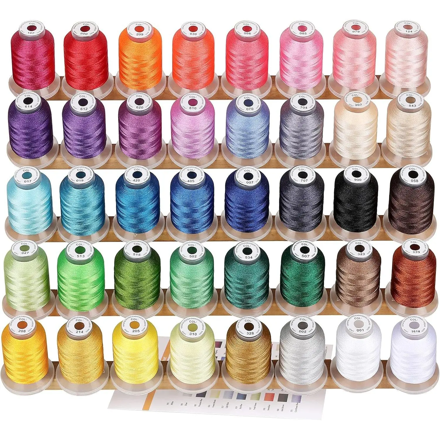 40 Spools Polyester Machine Embroidery Thread Kit 500M Colors Compatible with Brother Colors