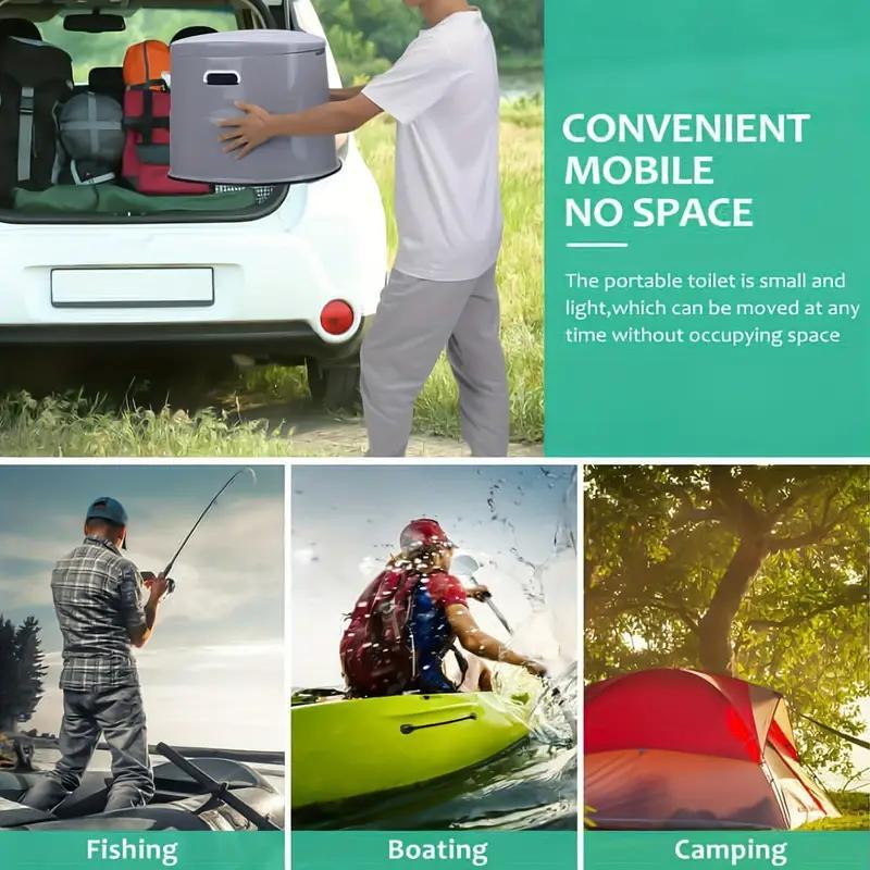 Tall and Spacious Extra Large Portable Travel Toilet - Hygienic Camping Toilet with Lid for Car, Hiking, Beach, and Outdoor Adventures