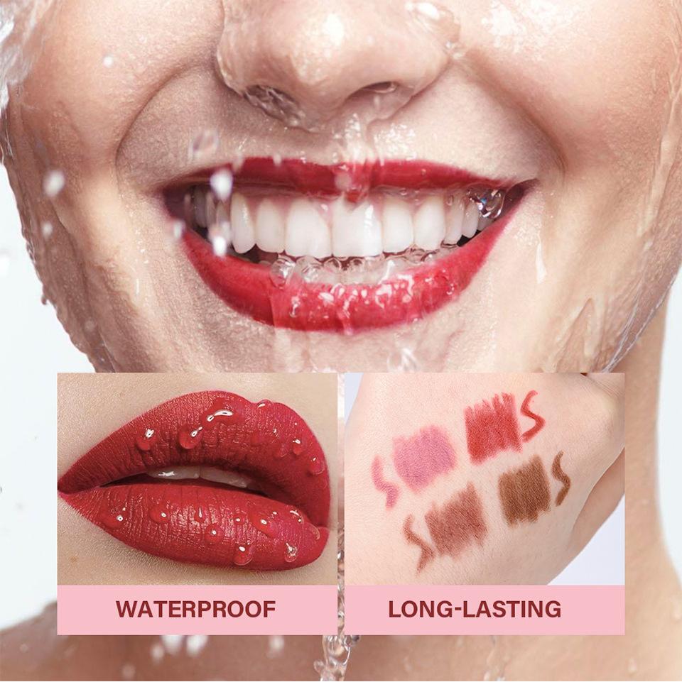 4Pcs Sculpting Matte Velvet Lip Liner Set,Smooth Creamy Texture,Waterproof And High Pigmented For Girls Daily Application Lip Makeup(1+2+3+4)