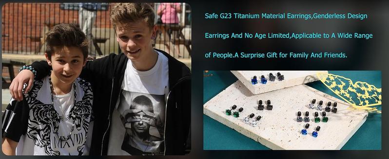 FIBO STEEL 5 Pairs G23 Titanium Steel Screw Back Stud Earrings for Women Men Rainbow Cubic Zirconia Hypoallergenic Fashion Accessories Exquisite Jewelry Gift