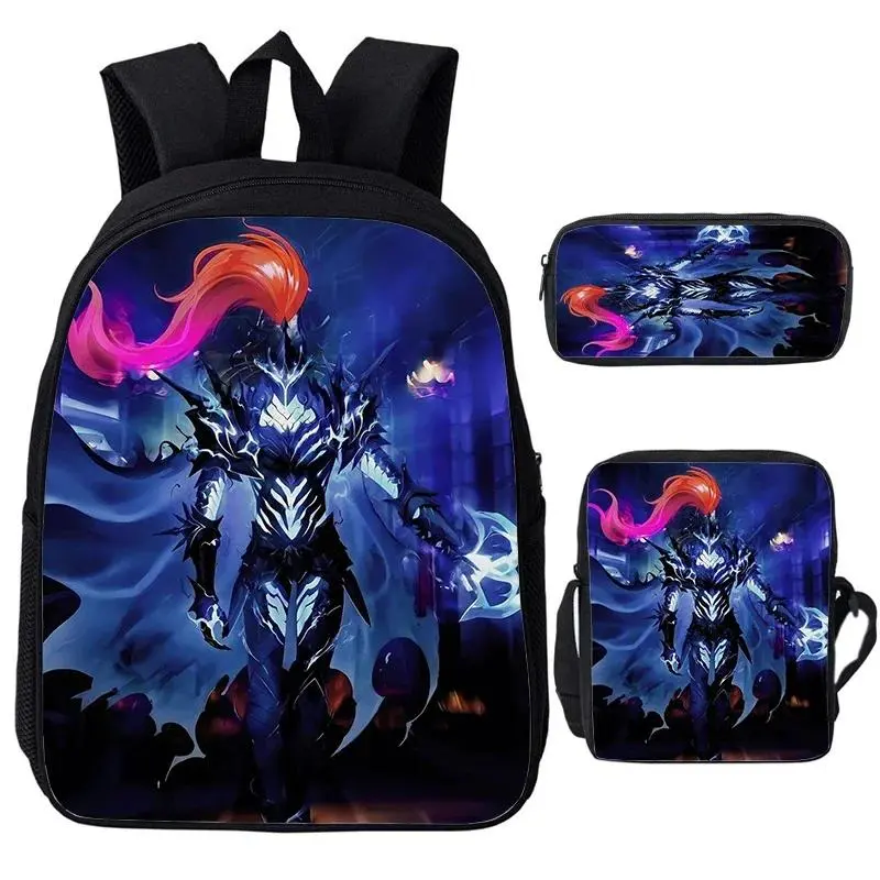 Solo Leveling Igris Unisex 3pcs Set Pack - Large Capacity Athletic School/Travel Backpack, Shoulder Bag, Leakproof Pencil Case for Kids