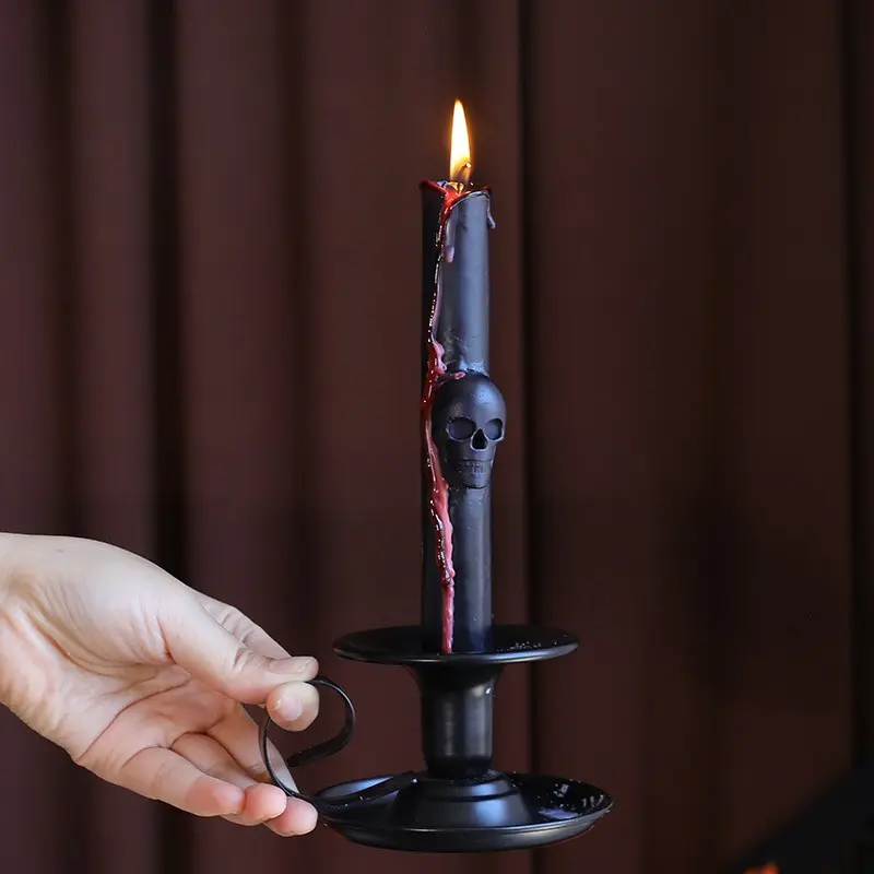 Halloween Skull Bleeding Long Stick Candle, Terrifying Soy Wax Mixture, Core Melting Effect, 4-6 Hour Burn, Party Decor, Haunted House, Table Centerpiece