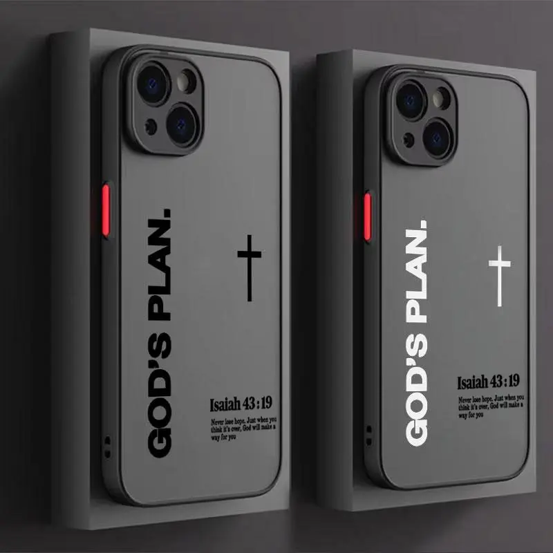 'God's Plan" Isaiah 43:19 Jesus Matte Phone Case for iPhone 17 16 15 14 13 12 11 Pro Max Luxury Shockproof Protection Smartphone Cover Suitable for iPhone 15
