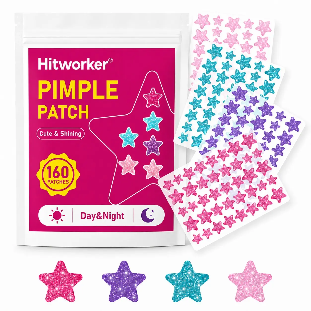 160pcs Pimple Cover Patches, Clear-Look Hydrocolloid Beauty Patches, Day and Night Use, Easy Peel Spot Cover, Skin Care Solution