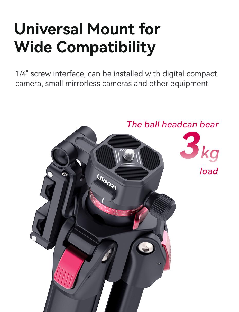 ULANZI Ombra Lightweight Travel Tripod, 59" Professional 5 Section Aluminum Camera Tripod with Claw Super Quick Release Design, for Canon Nikon Sony Cameras DSLR iPhone, Max Load 17lb