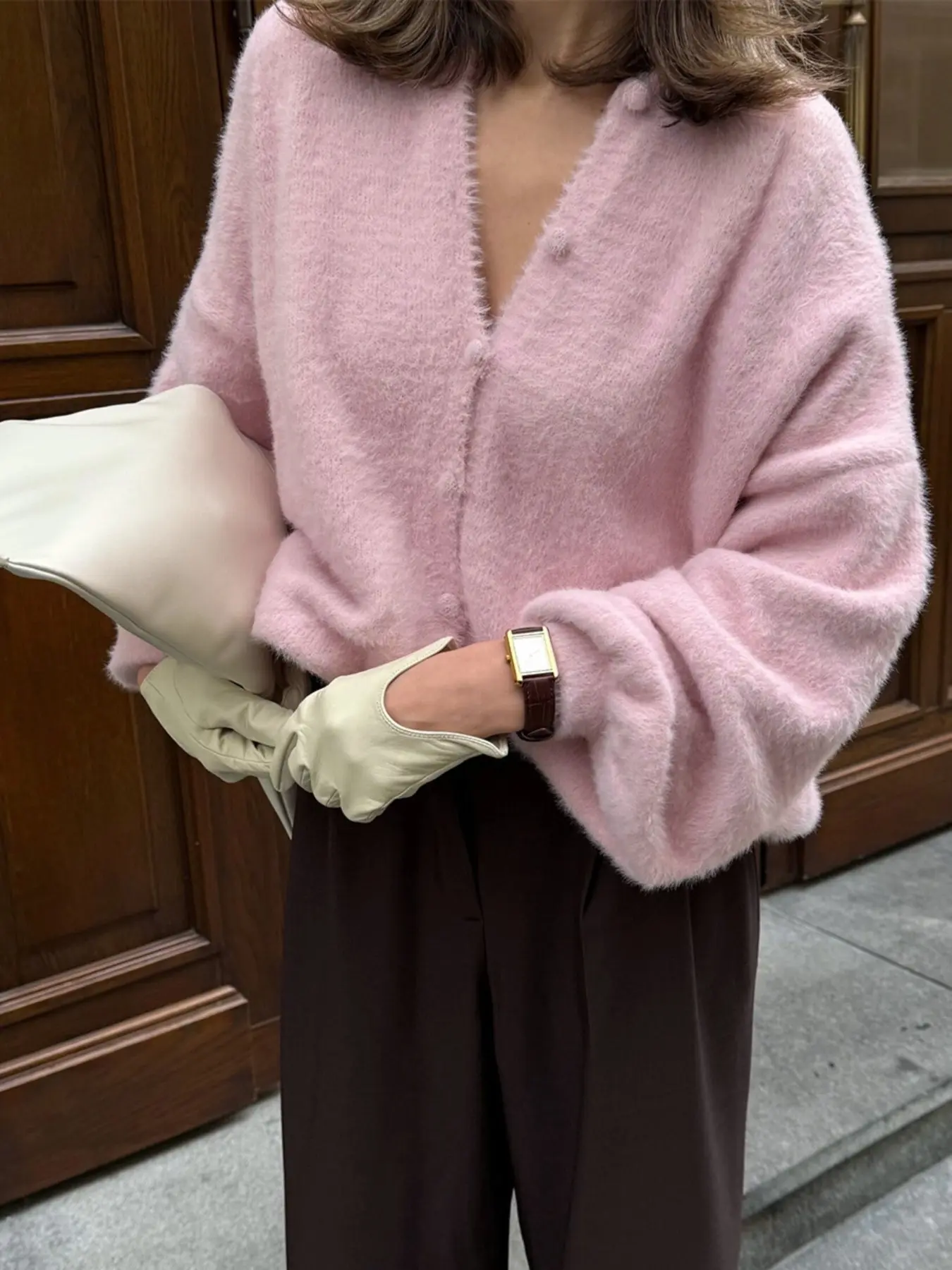 Women's Loose Knit Cardigan Coat, Thick Warm Fake Fox Fur Cardigan, Casual Fall Winter Outer Vest, Daily Wear Layering Top