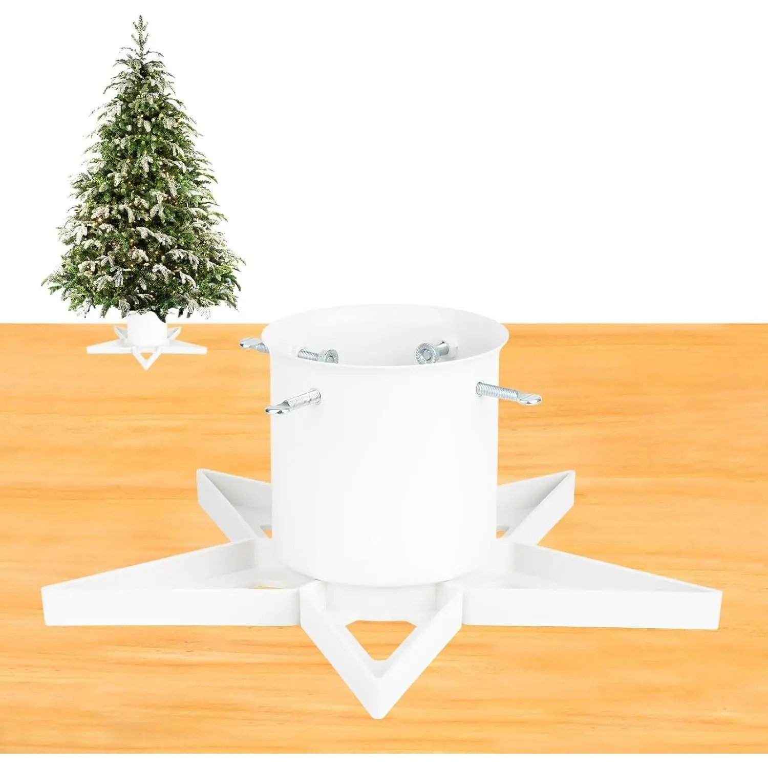 White Christmas Tree Stand Xmas Tree Base Stand for 6ft Real Tree Christmas Tree Holder Fits Up to 4.7" Xmas Tree Trunks for Christmas Tree Party Ornaments