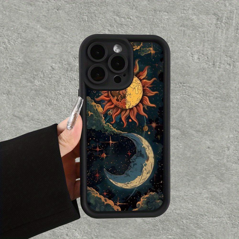 Sun and moon pattern TPU Case for iPhone 17 Pro Max 16 16e 15 14 Plus 13 12 Mini 11 Air X XS Straight Edge Drop-Resistant Rugged Durable Cover Shell Valentine's Day Gift 2D printing