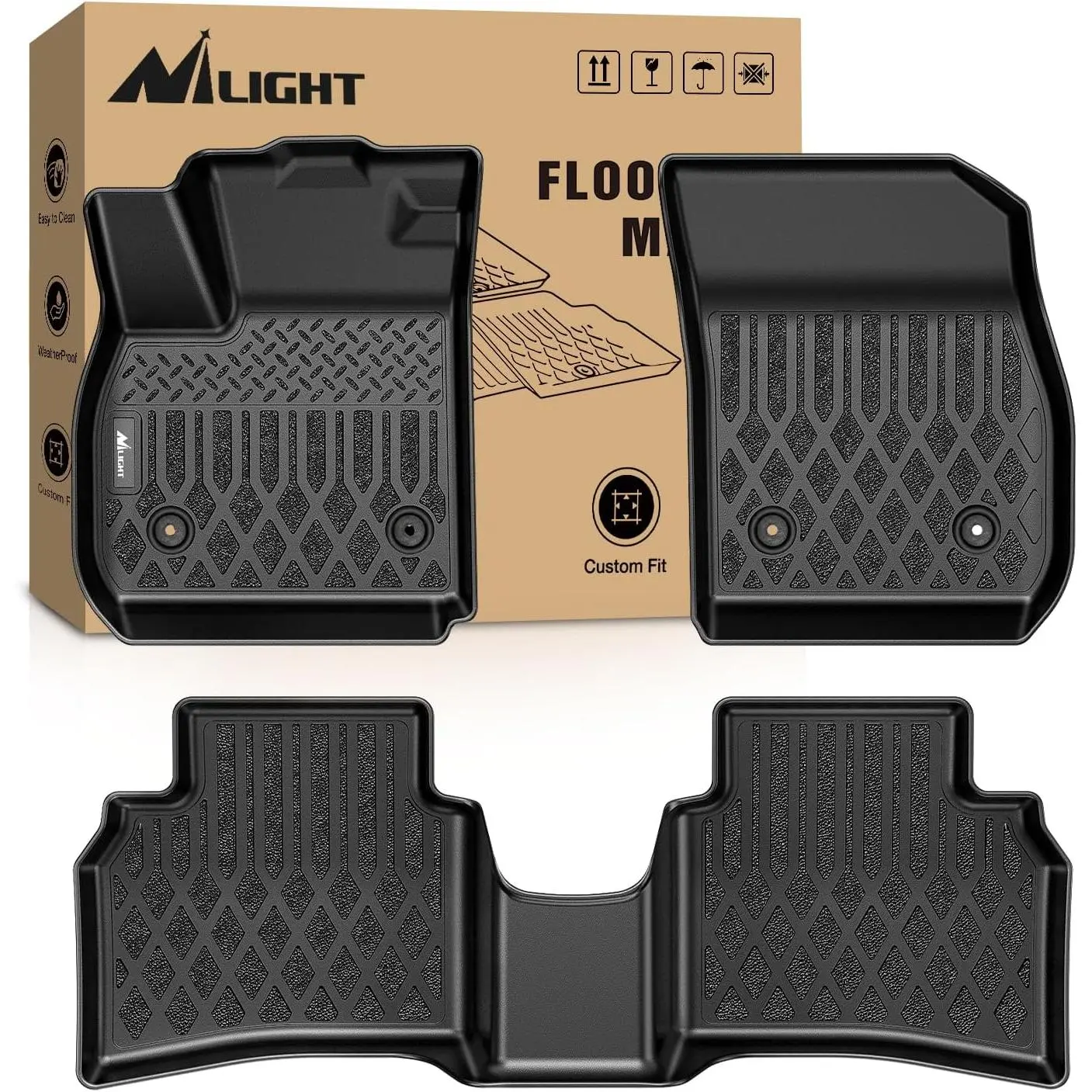 Nilight Custom Direct-Fit Heavy-Duty All-Weather Car Floor Mats, Waterproof Cars Accessories for Buick Envision 2021-2025, with Spill Protection and Clips