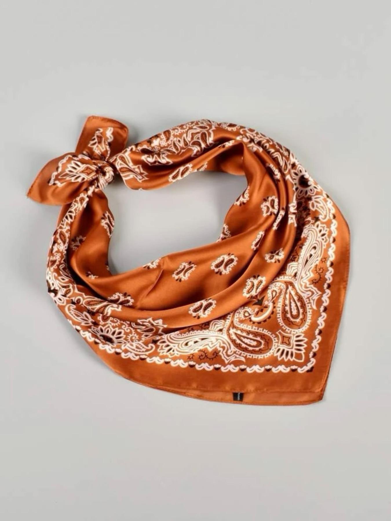 Women's Vintage Paisley Print Square Scarf, Scarf Head Wrap, Elegant Soft Satin Bandana for Women, Fashion Accessories for Daily Wear, Casual Soft Scarf, Vintage Print Headscarves