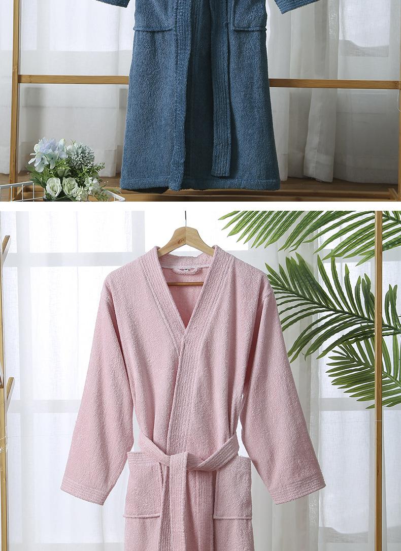 Hotel pure cotton bathrobe, spring and autumn towel material pajamas for women, all-cotton long style, soft, absorbent, quick-drying bathrobe with logo