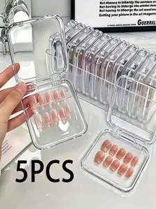 Artificial Nail Display Storage Box, Transparent Clear Nail Packaging Box, High Transparency Dustproof Design, Suitable for Manicure Accessories, Organiser, Plastic Box Organizer, Clear Storage Bins