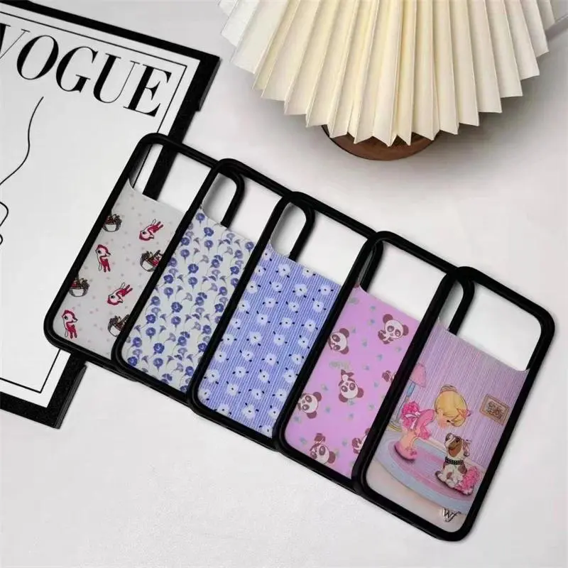 Wildflower ins Deer Flower  for iPhone 17 16 15 14 13 12 11 Pro  Plus WF Ballerina Bulldog Panda Fawn‌   soft phone gift series checkerboard pattern phone case tpu personal anti fall
