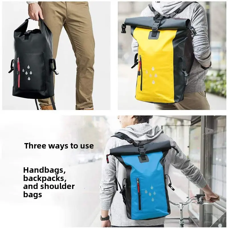 Lightweight Waterproof Roll Top Dry Bag Backpack Convertible Hand Shoulder Backpack Leak Resistant Large Storage Dry Sack for Water Sports Rafting Kayaking Beach Swimming Outdoor Hiking