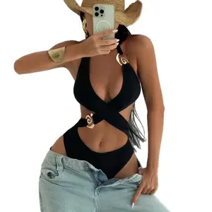 2026 bathing suits for the summer New Arrival Women's High - Waisted One - Piece Bikini |       Tie - Side Hollow - Out Swimsuit tankini