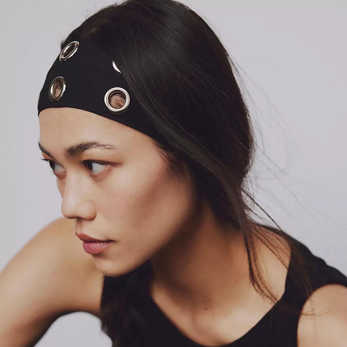 AWAYTR Women Hollow Out Metal Eyelets Elastic Headband Y2k Punk Girls Rock Stretchy Wide Hairbands Headwear Hair Accessories AWAYTR Women Hollow Out Metal Eyelets Elastic Headband Y2k Punk Girls Rock Stretchy Wide Hairbands Headwear Hair Accessories