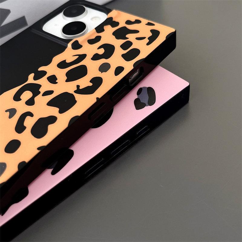 Patchwork Pink & Leopard Print Phone Case for use with iphone 17 air 16 pro max 15 plus 14 pro 13promax Sharp-edged Square phone cases for iphone12/11 XS /XSMAX phone case for Mens girlish/girly trending Y2K