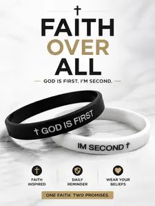 Two-Piece Christian Silicone Bracelet Set, Bible Verse & Cross Design, Unisex Faith Jewelry, & Religious Gift