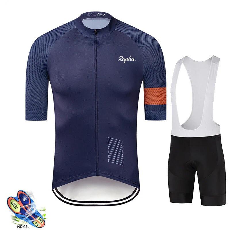 New summer cycling suit men's mountain bike white short-sleeved top competitive road cycling clothing cycling suit bib tracksuits men