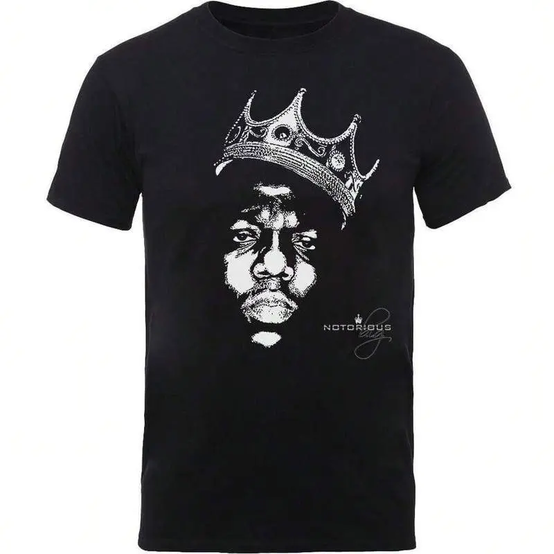 Notorious B.I.G. Biggie S Black-White Crown Face Print Unisex Short-Sleeve Casual Sports Top, Comfortable Sports & Outdoor Clothes