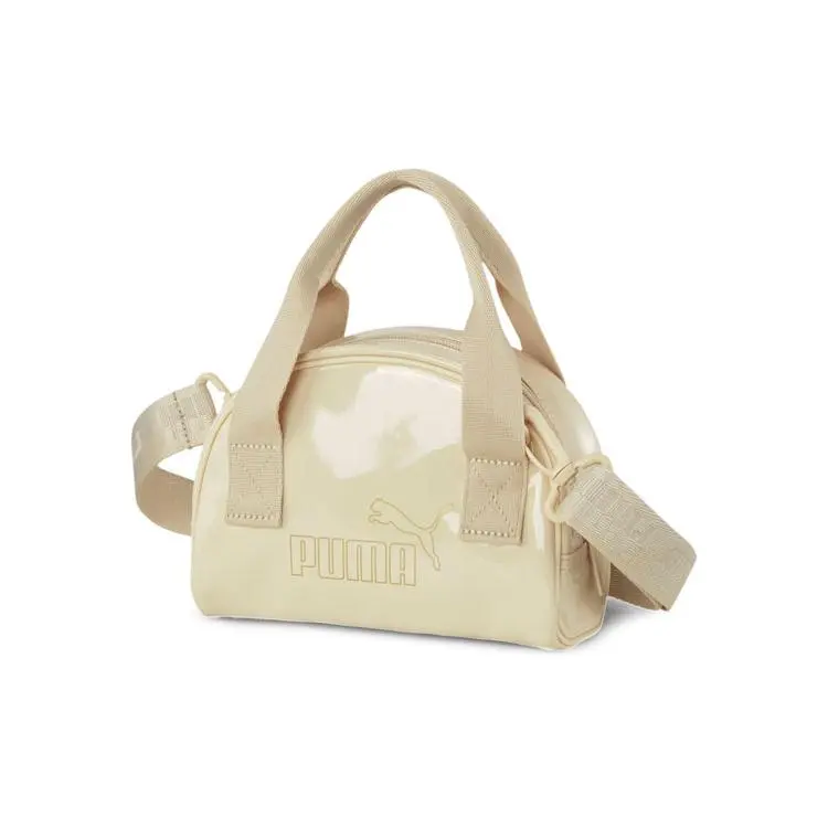 Puma Embossed Logo Minimalist Detachable Strap Crossbody Handbag for Women, Sand Color