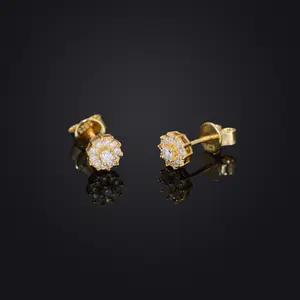 Micro-Pave VVS Moissanite Stud Earrings - Light Luxury Premium-Feel, Thin Post, Hip-Hop Style Artificial Gemstone Jewelry Accessories