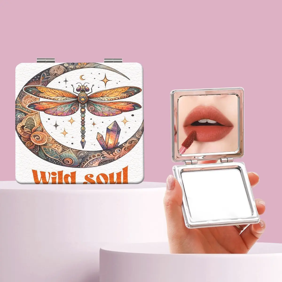 Vintage Dragonfly Moon Letter Makeup Mirror, Foldable Mini Handheld Mirror, Perfect for All Occasions, Ideal Gift for Friends and Family