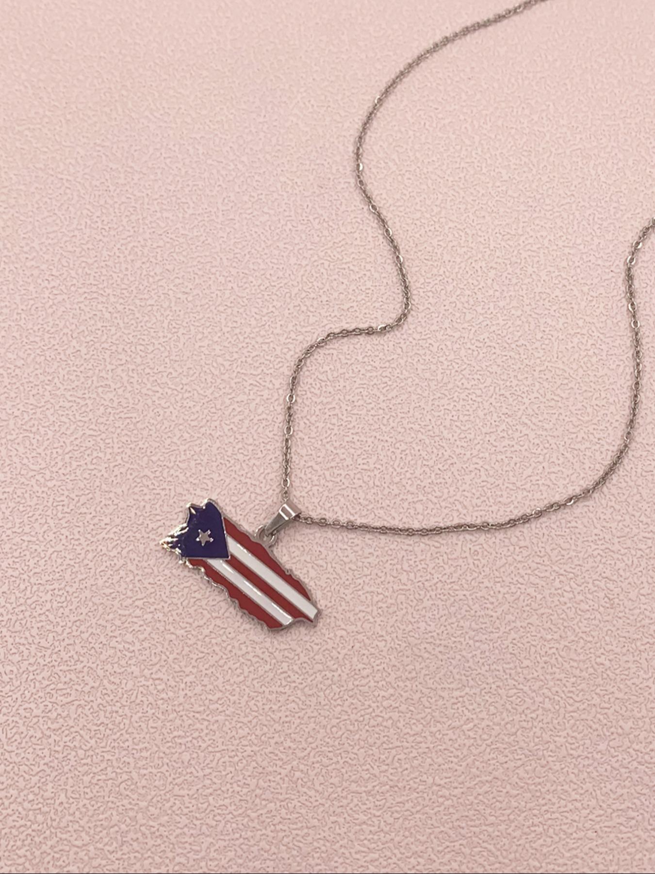 Fashion Stainless Steel Flag Design Charm Necklace, Punk Streetwear Women Matching Necklace, Hip Hop Matching Vintage Jewelry, Stainless Steel Craftsmanship, Streetwear Accessory, Streetwear Statement Jewelry, Boho Style Jewelry