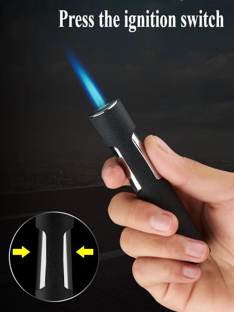Windproof Butane Lighter with Long Flame - Refillable Torch Lighter  Compatible with Butane Gas Canisters  for Camping, Grill, Welding, Soldering - Portable & Stable Base, Outdoor Lighting, Stylish Igniter, Reliable Ignition, Grill Masters