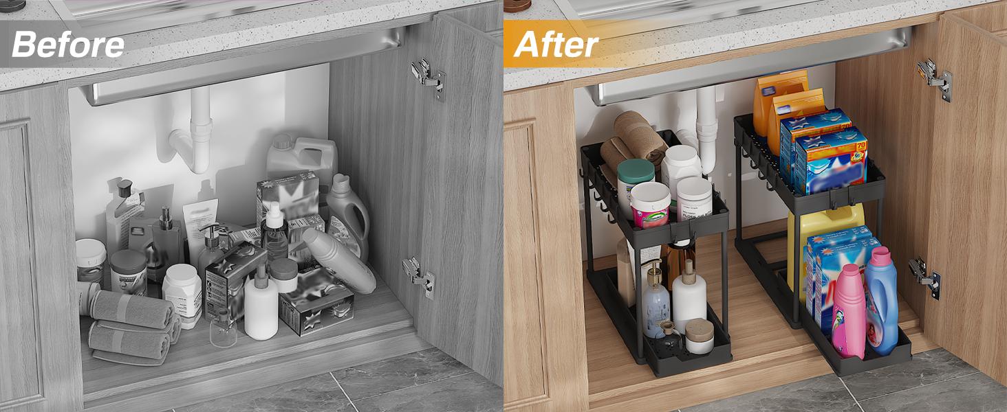 Under Sink Organizer – Bathroom Cabinet Storage with Pull Out Sliding Drawers – 12.8 Inch Shelf for Kitchen, Bathroom, Laundry Room & Cleaning Supplies Organization Under Sink Organizer – Bathroom Cabinet Storage with Pull Out Sliding Drawers – 12.8 Inch Shelf for Kitchen, Bathroom, Laundry Room & Cleaning Supplies Organization