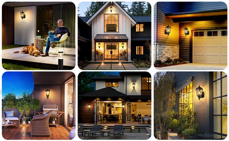 2-Pack Motion Sensor Outdoor Wall Lights, Dusk to Dawn Porch Lights Wall Mount, Waterproof Exterior Light Fixtures Sconces Lighting, Black Wall Lanterns Outside Lights for House Garage Front Door