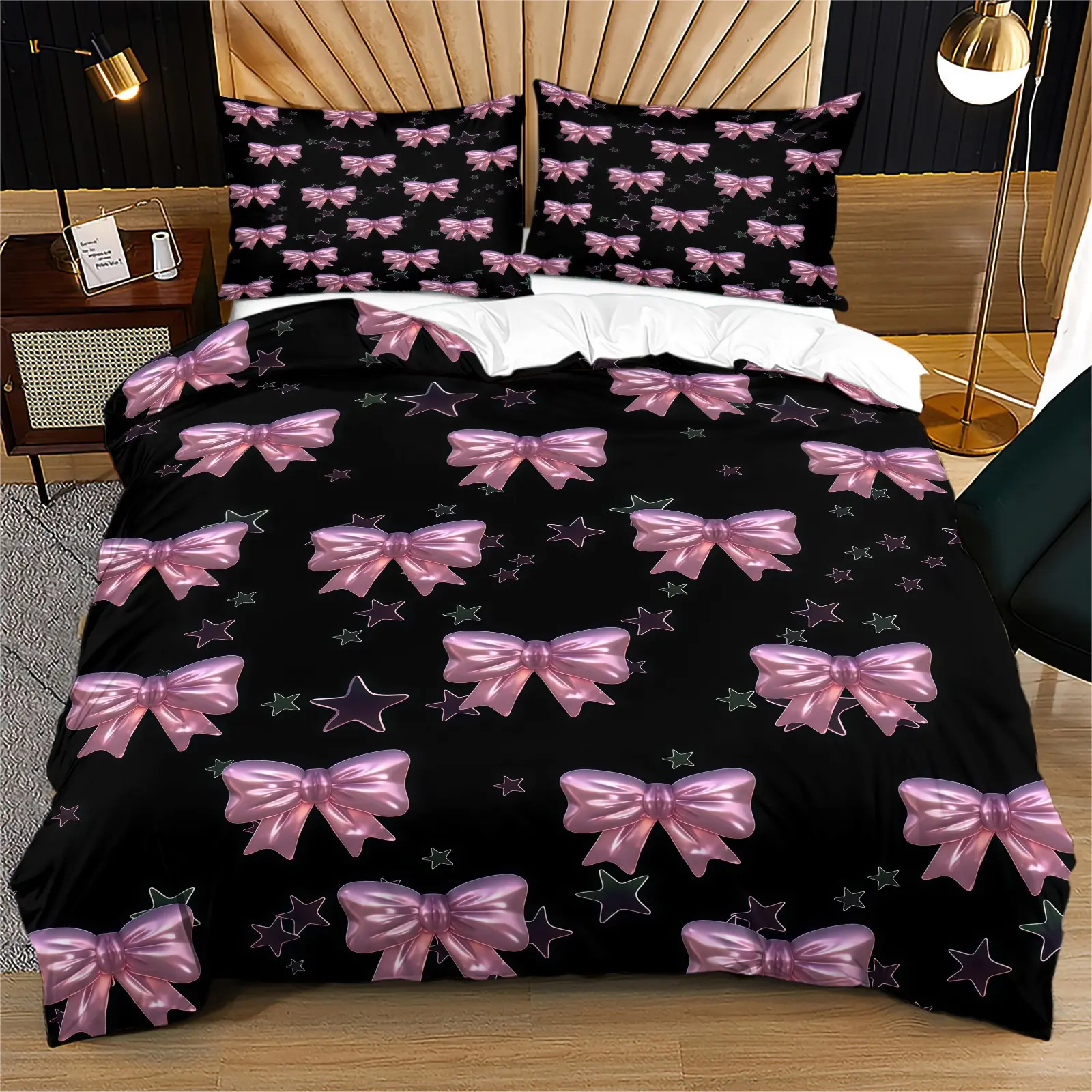 Butterfly print pattern duvet cover set, including 1 duvet cover and 1 or 2 pillowcases, without a core or pillow, suitable for bedroom or dormitory bedding set, suitable for gift giving or personal use
