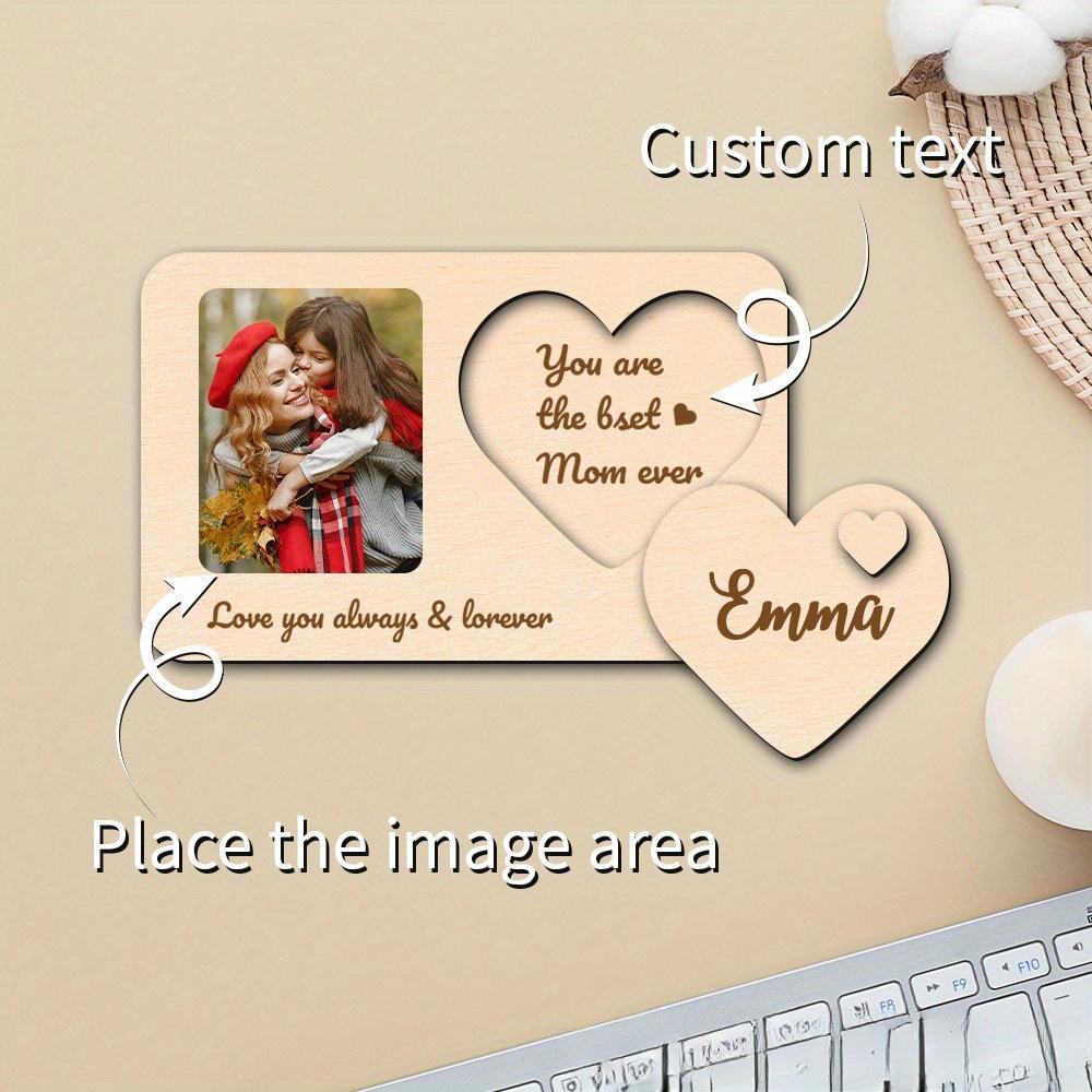 Wooden DIY Heart Shaped Photo Frame for Mother's Day, Creative Craft Picture Frame, Romantic "Best Mom Ever" Keepsake Gift, Perfect for Family Gatherings, Home Party Table Decor