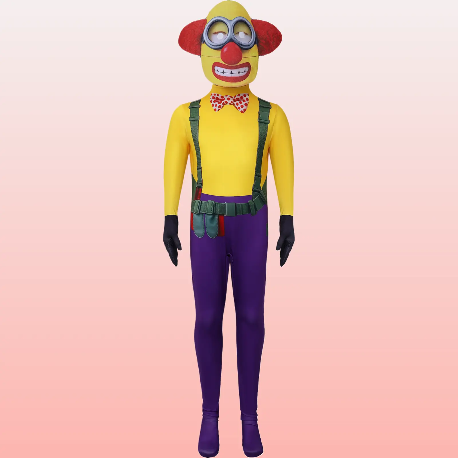 Full Coverage Minion & Monster Jumpsuit 3 Horror Clown Cosplay Outfit For Halloween Party Dress Up