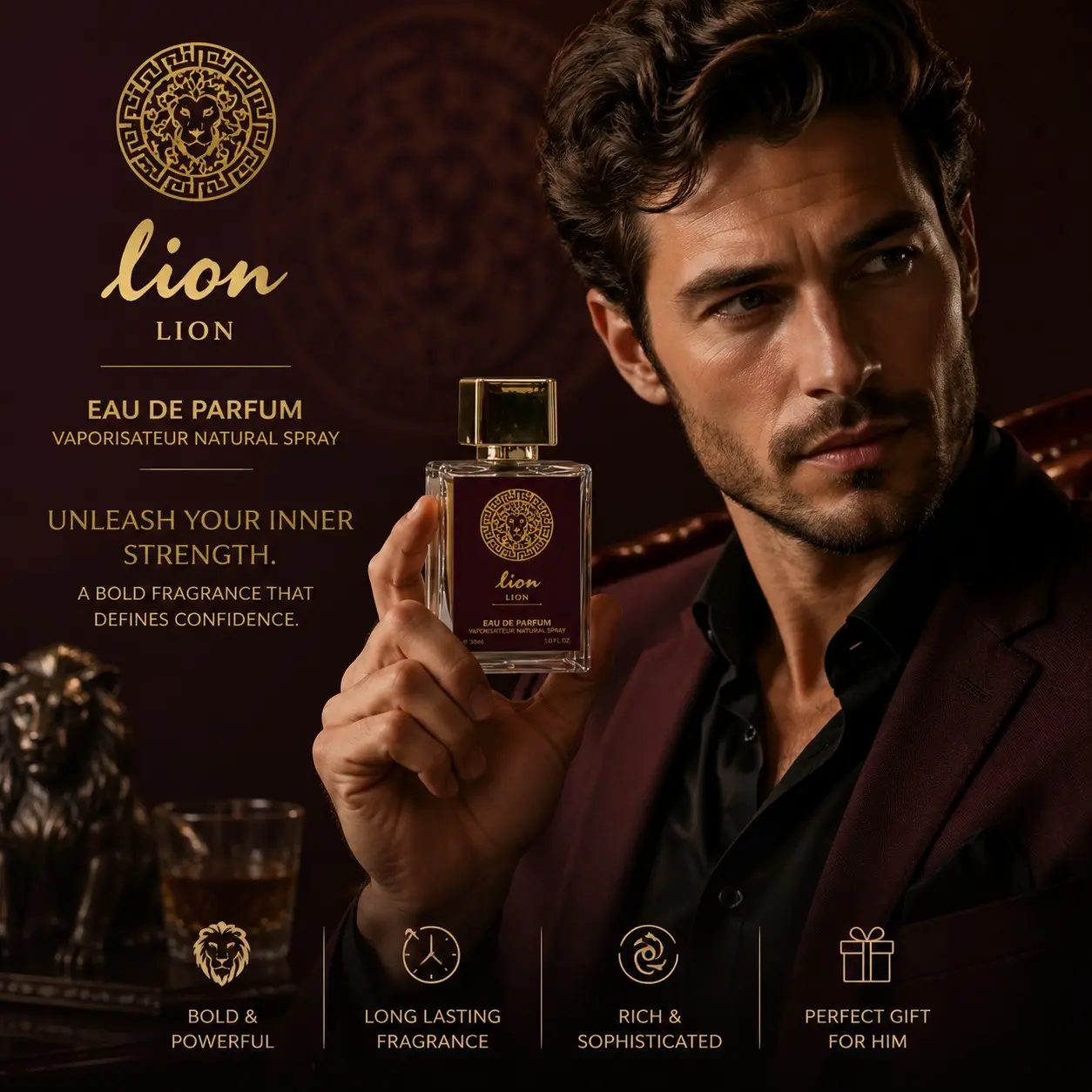 Men's Aromatic and Woody Scent Perfume, Elegant Packaging, Long-Lasting Gift, 30ML Compact Bottle, Ideal for Travel, Outdoor, Parties, Holiday Gifts, Woody Fragrance, Masculine Fragrance