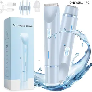 Portable double-headed women's shaver, bikini trimmer, home travel shaver, washable blade, unisex, USB Rechargeable Trimmer, Body hair trimming