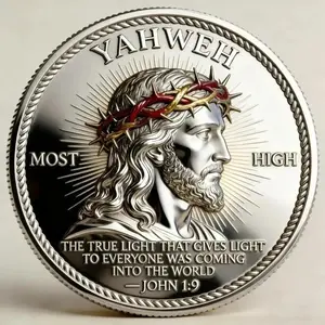 Life Light Faith Memorial Coin, Dual-Sided Collection, Hebrew Scripture Design, Christmas Gift, Unique Religious Keepsake