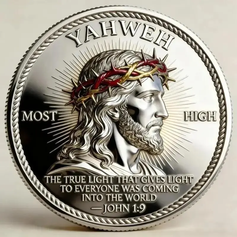 Life Light Faith Memorial Coin, Dual-Sided Collection, Hebrew Scripture Design, Christmas Gift, Unique Religious Keepsake