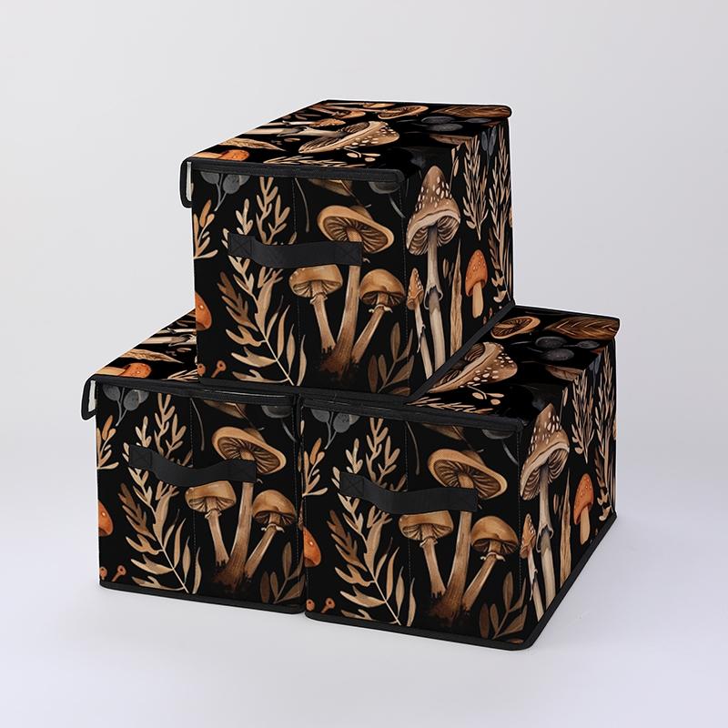 Mushroom Pattern Storage Box with Handles, Bedroom Closet Organizer, Bed Underneath Storage for Clothes Blankets Sheets Toys