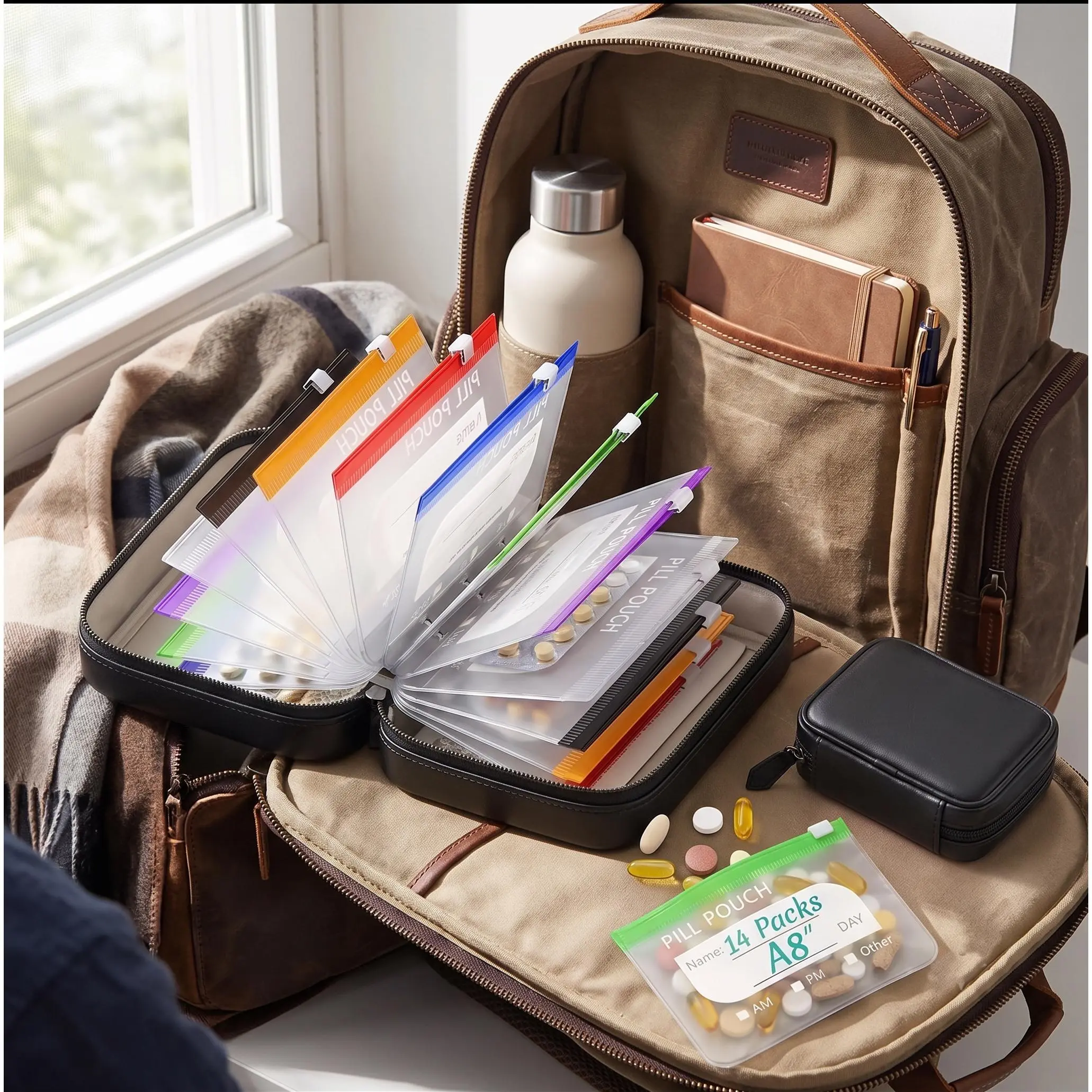 Reusable Pill Storage Bags, Travel Zip Pouches for Daily Vitamins, Medication & Supplements, Leakproof Reusable Organizer Bags