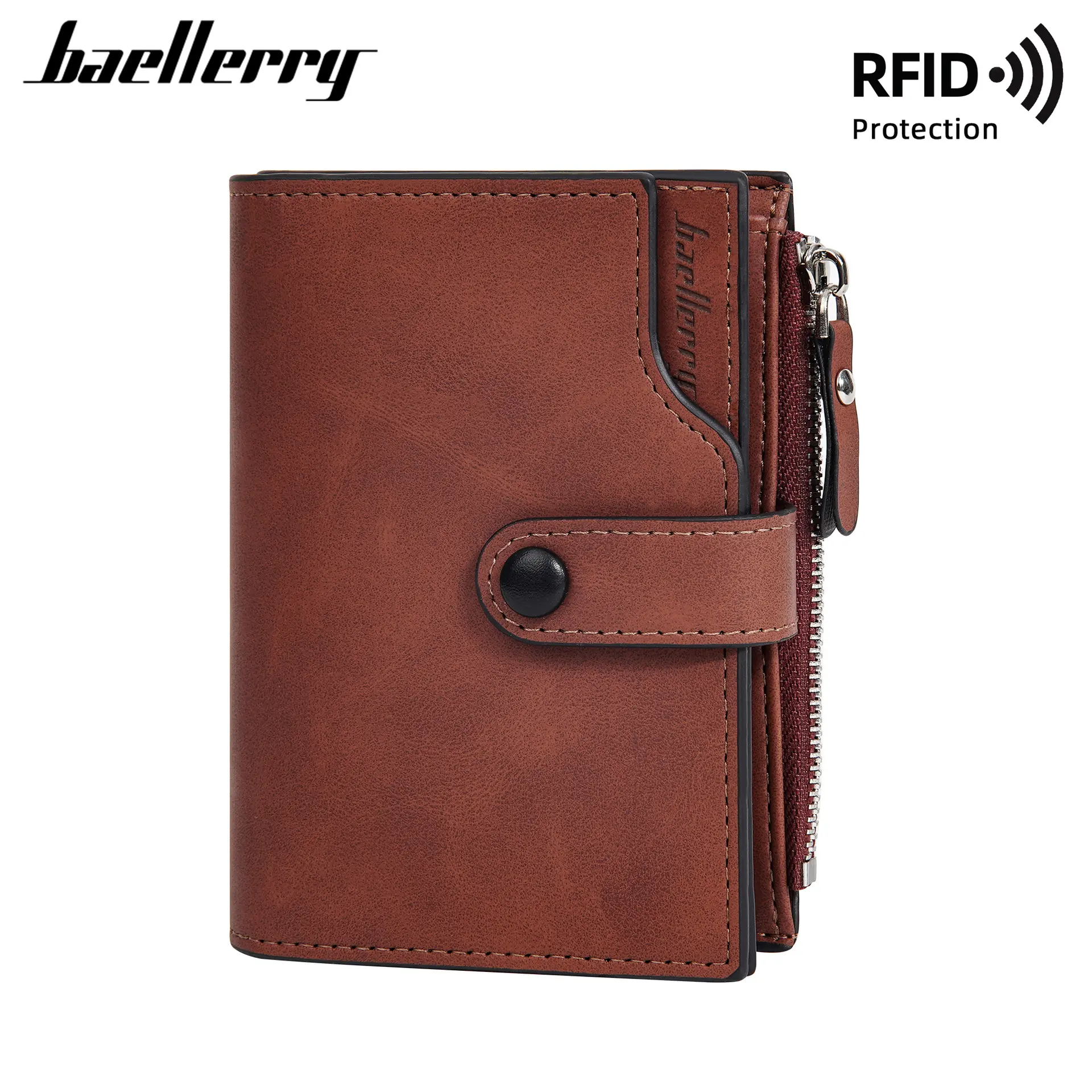 Men's Short Wallet baellerry New High-end Personalized Business RFID 70% off Zipper Wallet Simple Coin Purse Security Anti-theft