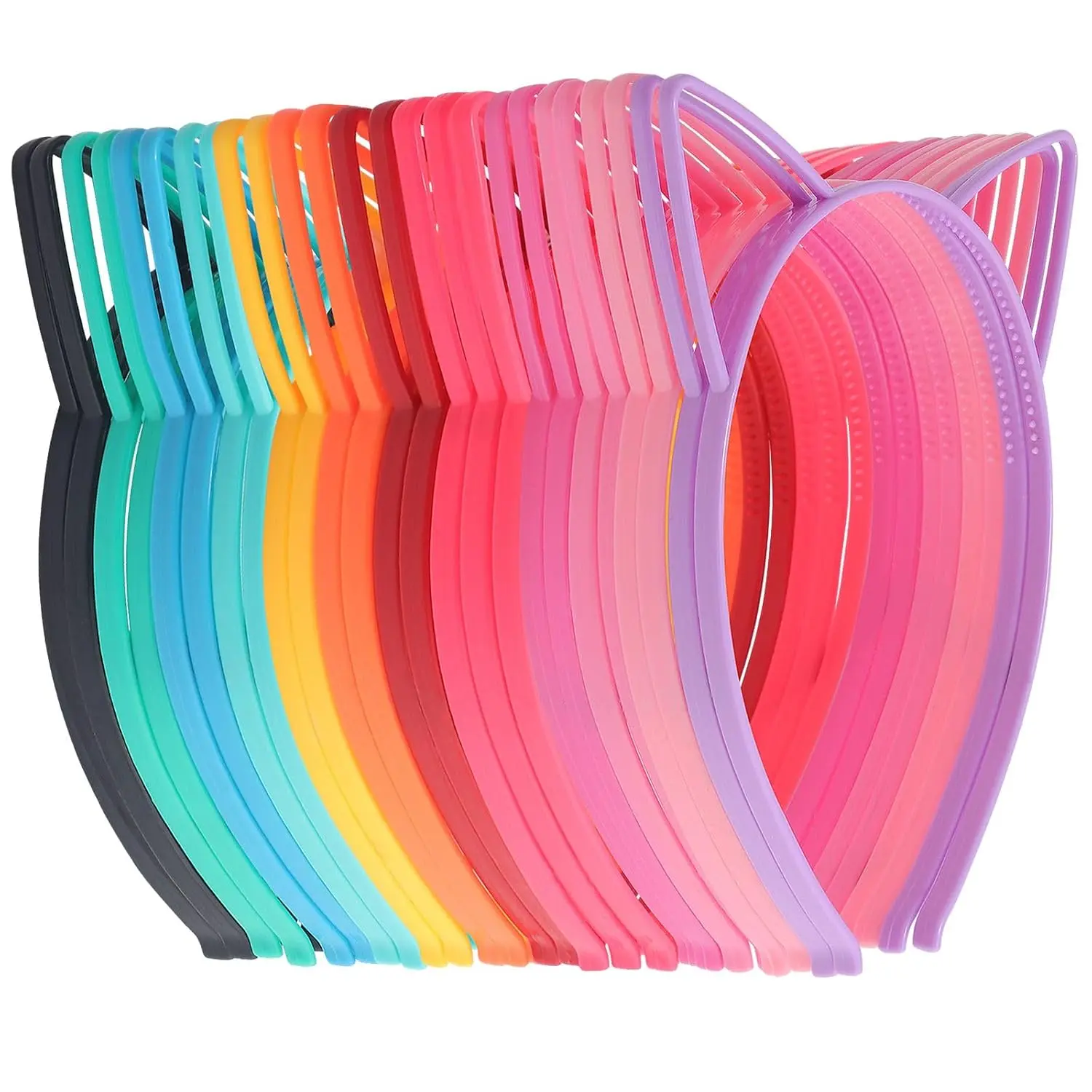 25 count  Ears Headbands for Women Plastic Kitty Hairbands  Ear Hair Hoops Halloween Decorations Hair Accessories for Women Favor for Party Costume Daily Wearing